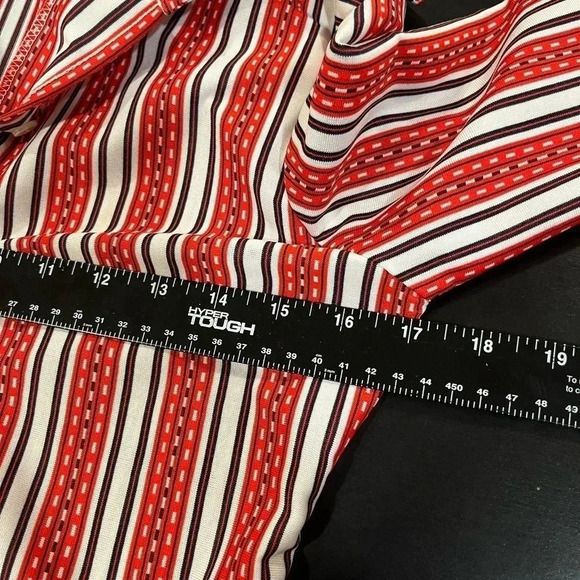 Vtg Disco 70s Boden Knits Dagger Collar Button Down Red White Womens Shirt Small - Picture 6 of 7